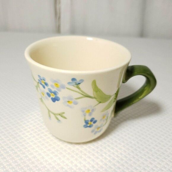 Vtg Franciscan Ware Forget Me Not Floral Coffee Cup Mug White Blue Green Qty 2 - Picture 3 of 6